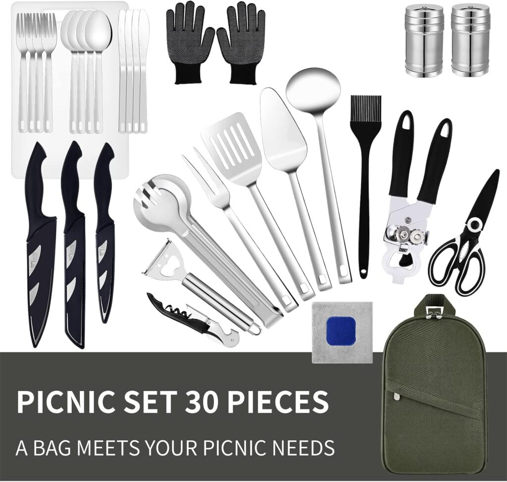 Camping Essentials Camping Accessories Gear Must Haves Camper Tent Camping Kitchen Rv Cooking Set Camping Cooking Utensils Set Supplies Gadgets Outdoor Stove Portable Picnic Gifts BBQ Stuff