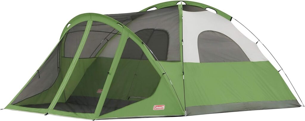 Coleman Evanston Screened Camping Tent, 6/8 Person Weatherproof Tent with Roomy Interior Includes Rainfly, Carry Bag, Easy Setup and Screened-In Porch