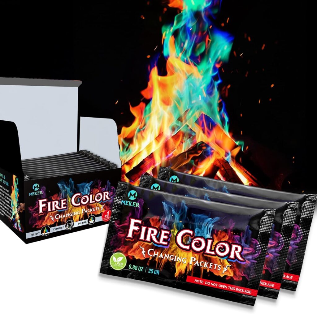 Fire Color Changing Packets - Fire Pit, Campfires, Outdoor Fireplaces, Bonfire - Magic Colorful Changing Fire - Perfect Fire Camping Accessories for Kids  Adults (12 Pack)