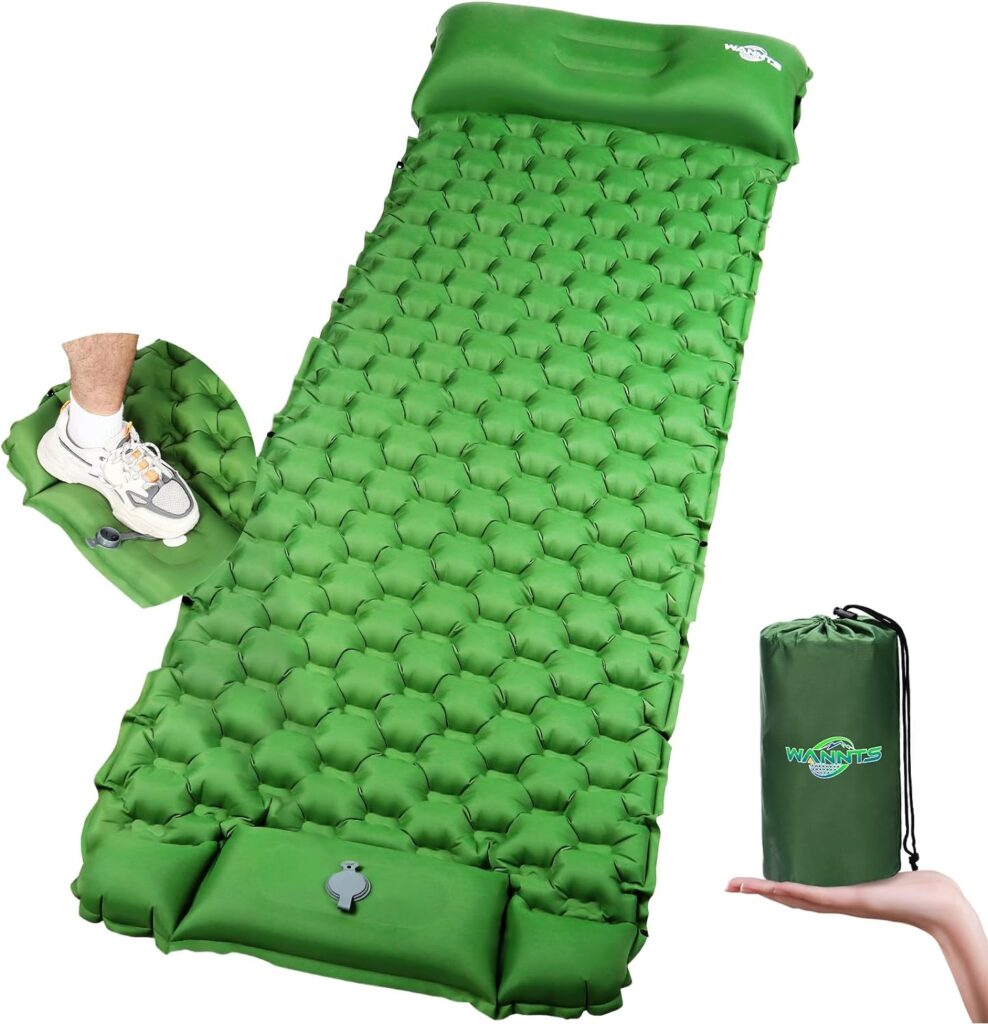 Sleeping Pad Ultralight Inflatable Sleeping Pad for Camping,Built-in Pump, Ultimate for Camping, Hiking - Airpad, Carry Bag, Repair Kit - Compact  Lightweight Air Mattress(Green)